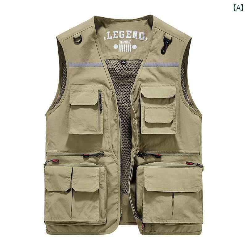 フィッシング ベスト 釣り マルチ ポケット ベスト メンズ 釣り 写真家 反射 安全 夏 アウトドア タクティカル 機能的 ウエスト コート