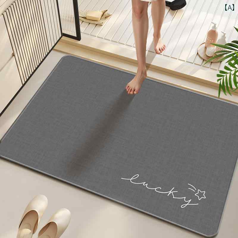 バス マット 家庭用 浴室 ドア 吸収 マット 滑り止め シリコン トイレ シンク 家庭用 厚手 速乾 足(3.0)