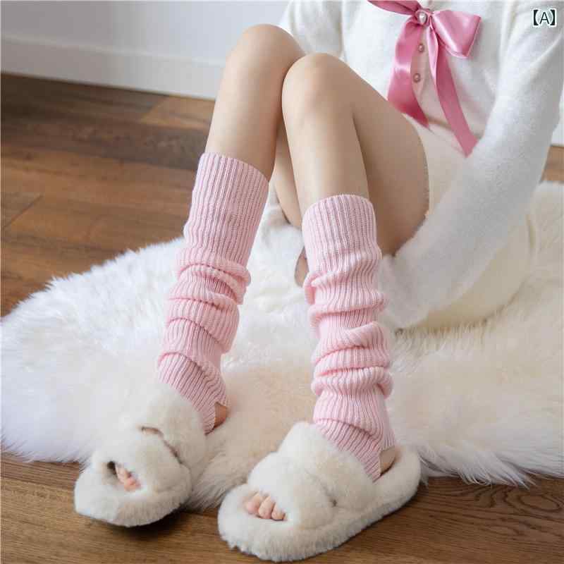 レッグウォーマー カバー レディース 女性用 ピンクの 靴下 スノーブーツ ニット レッグカバー バレエ スタイル 白い ふくらはぎ 暖かい Y2K ホット ガール 秋冬用 パイルソックス