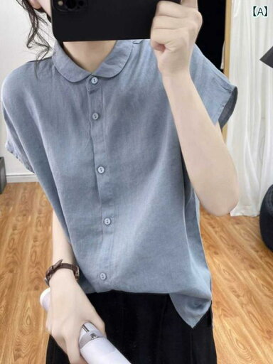 レディース シャツ トップス 女性用 コットンリネン 半袖 シャツ 夏の スタイル 無地 綿 リネン トップス レトロ 夏服 年齢を 減らす レディース シャツ トップス 女性用 コットンリネン 半袖 シャツ 夏の スタイル 無地 綿 リネン トップス レトロ 夏服 年齢を 減らす