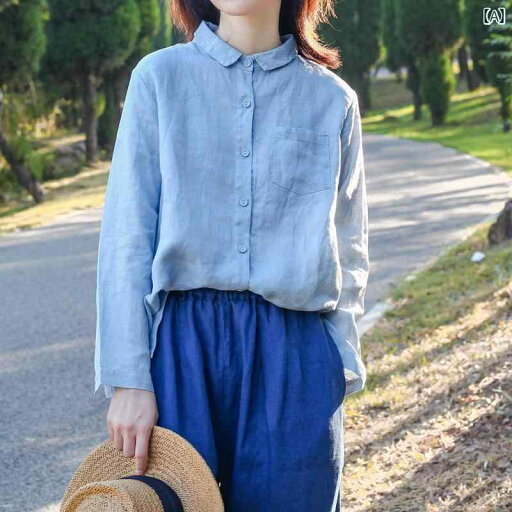 レディース シャツ トップス シンプル レディース リネン 長袖 シャツ ウォッシュド 文学 万能 服 通勤 秋 ストレート レディース シャツ トップス シンプル レディース リネン 長袖 シャツ ウォッシュド 文学 万能 服 通勤 秋 ストレート
