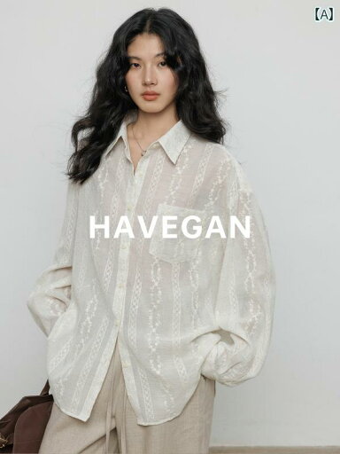 レディース Tシャツ ゆったり Havegan / ゆったり 刺繍入り リネンシャツ 女性 2025 春 日焼け防止 シャツ レディース Tシャツ ゆったり Havegan / ゆったり 刺繍入り リネンシャツ 女性 2025 春 日焼け防止 シャツ