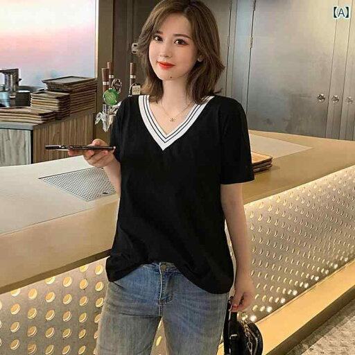 レディース Tシャツ ゆったり 特大 サイズ 婦人服 300ポンド 太った mmv 襟 t シャツ 夏 韓国 配色 半袖 プラス 大きめ トップ 200 レディース Tシャツ ゆったり 特大 サイズ 婦人服 300ポンド 太った mmv 襟 t シャツ 夏 韓国 配色 半袖 プラス 大きめ トップ 200