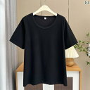 レディース Tシャツ ゆったり 大きいサイズ U ネック 半袖 Tシャツ レディース 夏 細身 200 斤 太め 女の子 mm ゆったり 無地 お腹 カバー ...