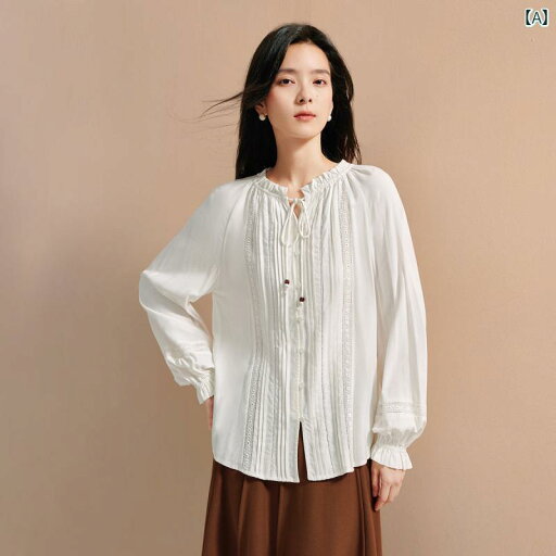 レディース シャツ トップス INMAN フレンチ リネン 通勤 シャツ レディース 2025 春 スタイル レースアップ ウッド 耳 襟 刺繍入り 長袖 トップス レディース シャツ トップス INMAN フレンチ リネン 通勤 シャツ レディース 2025 春 スタイル レースアップ ウッド 耳 襟 刺繍入り 長袖 トップス