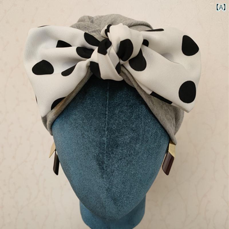 レディース スカーフ ファッション ドットの 蝶の 帽子 綿の 産後 おしゃれなお 揃いの 包 頭 通気性の..