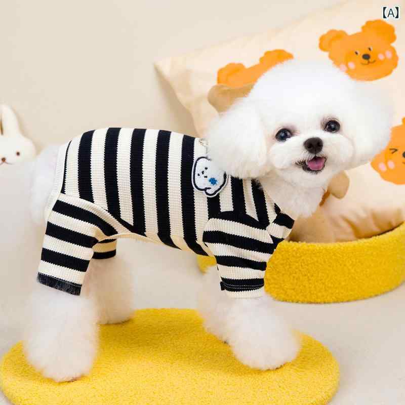 犬用 セーター カーディガン 2024年 犬 服 春秋 小型 ビション テディ ポメラニアン 子犬 ストライプ ..