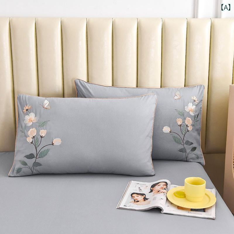 枕 カバー お 買い得 品 尾 綿 枕 カバー 刺繍 1 組 100 % 厚手 ツイル 特売(3.0)