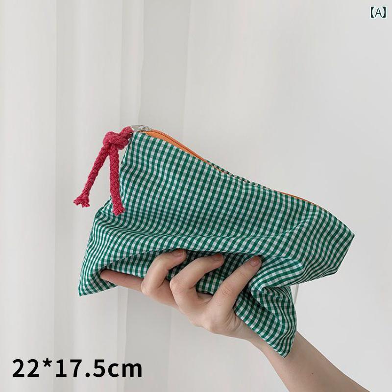 化粧 品 ポーチ バッグ シンプル の チェック 柄 コスメバッグ 女性用 旅行 ポータブル大容量 ウォッシュ コスメ 収納 バッグ