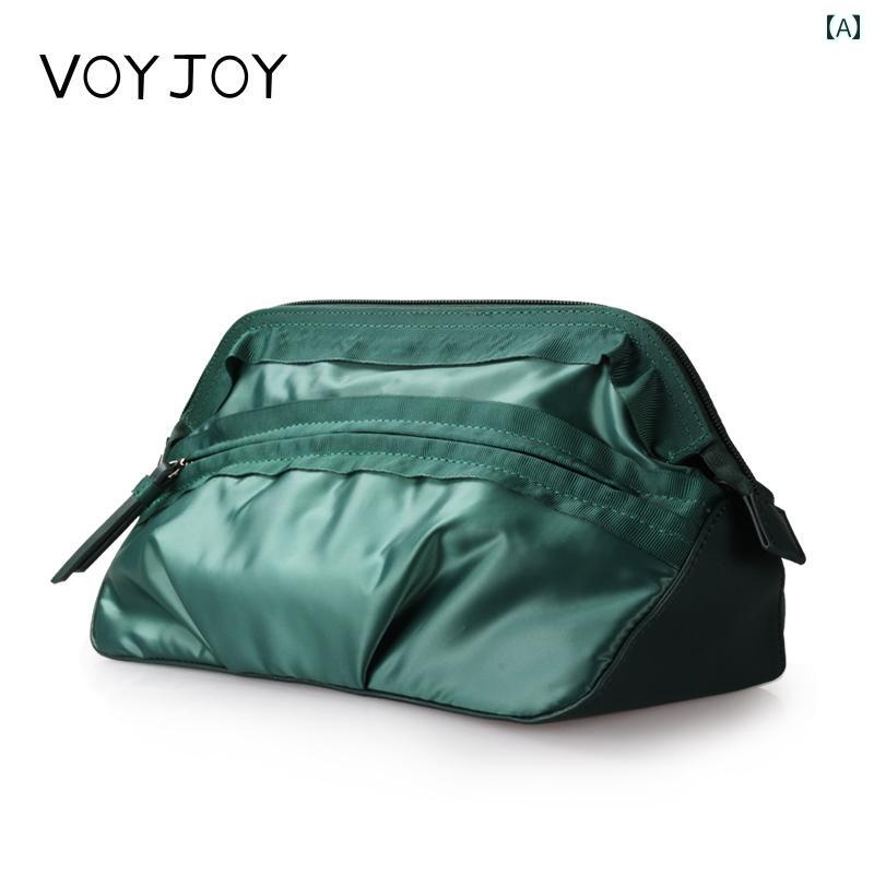 化粧 品 ポーチ バッグ Weizhi VOYJOY 化粧 品 バッグ ハイエンド プリーツ トイレタリー レディース大容量 ポータブル スキン ケア 製品 収納袋