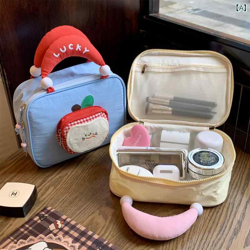 化粧 品 ポーチ バッグ アップルパイ コスメポーチ # キュート ガーリー大容量 トイレタリー バッグ ポータブル 仕切り 旅行 収納