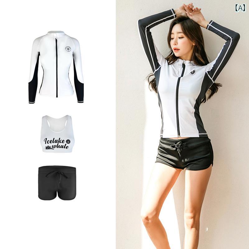 スポーツ ダイビング スーツ 韓国 スプリット ウェットスーツ 速乾 ジッパー 日焼け防止 クラゲ 服 メンズ レディース 長袖 水着 サーフィン スーツ カッ...