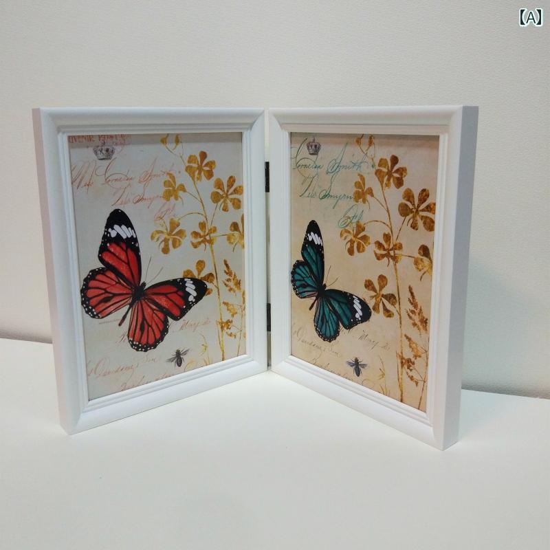 フォトフレーム 無垢材の 組み合わせ フォトフレーム 2 ピース 折りたたみ スクリーン 6 7 8 10インチ ..