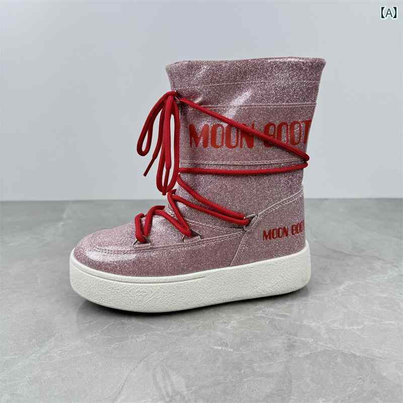 ブーツ 秋冬 子供用 イタリアに 女の子 スノーブーツ 冬 防水 滑り止め 耐寒性 20 ° 子供用 ムーン コットン ブーツ