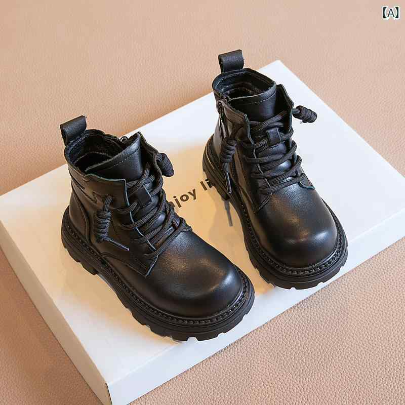 ブーツ 秋冬 子供用 女の子 ブーツ 秋冬 プリンセス 裏起毛の 子供用 ブーツ第一層 牛革 英国 男の子 ショート