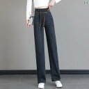 レディース ジーンズ おしゃれ 2025年春の新作、ハイウエストのワイドレッグジーンズ。ゆったりとしたフィット感で、クラシックなデザインと流行を融合。