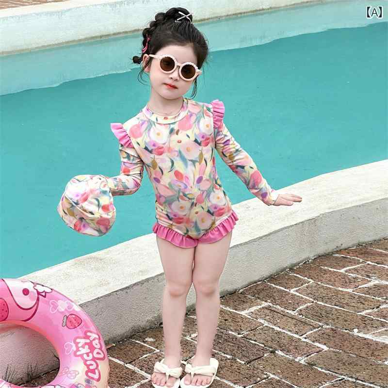 子供用 水着 ベビー ベビー 水着 女の子 リトル プリンセス 美しい 幼児用 ワンピース 長袖 日焼け防止..