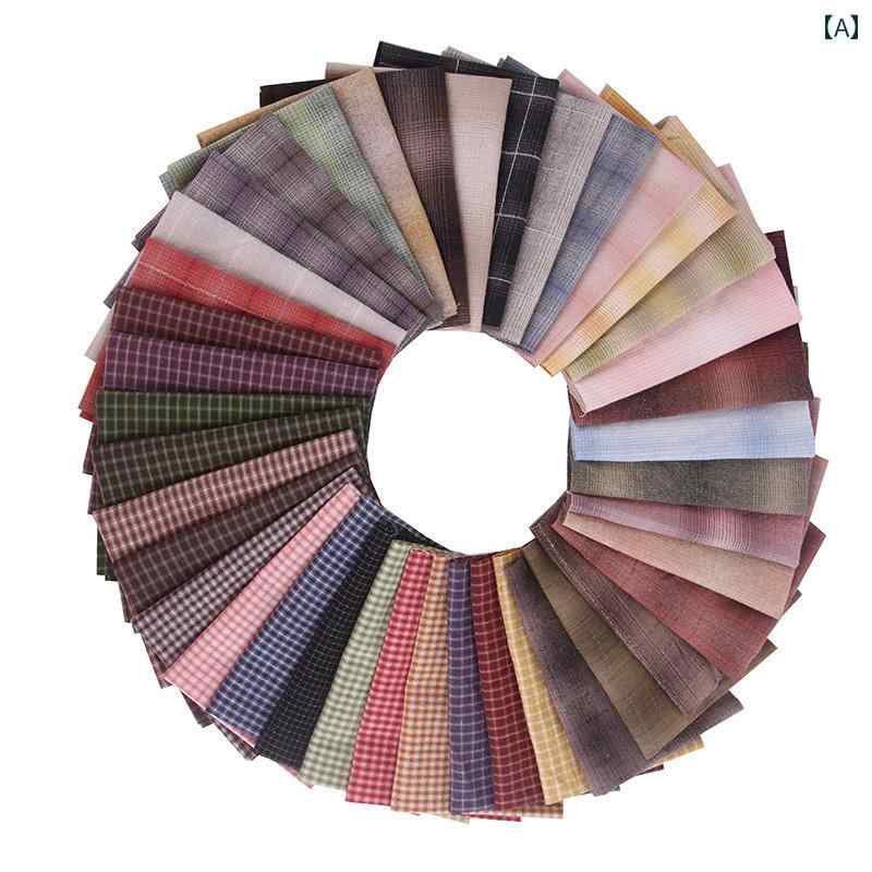 生地 DIY 綿布 綿の レトロ 韓国 カットの 最初の 染め DIY 生地 カラー 織物 チェック 柄 小さい 布 ..