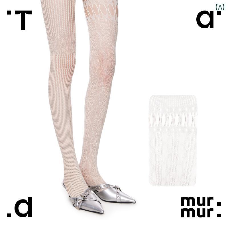 レースの 網 タイツ 2024 春の な レースの スプライシング 網 タイツ 女性用 Y2K セクシー 非 対称 サ..