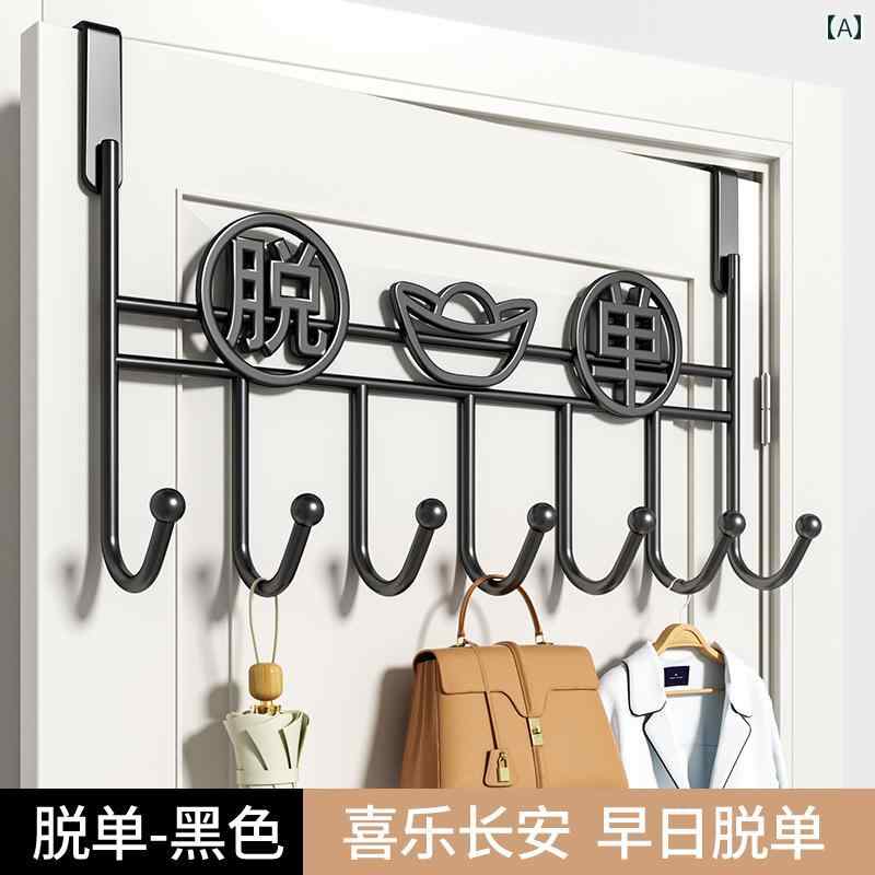 ドアの裏に取り付け可能なフック付きの穴開け不要の収納棚。寝室、キッチン、バスルームで使える便利な衣帽子フック。洋服掛けや衣類整理に最適なドア掛け衣架。