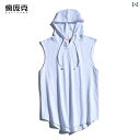 ノースリーブ Tシャツ ランニング 夏 プルオーバー フード付き スポーツ フィットネス バスケットボール トレーニング ベスト カット 袖 ゆったり メンズ ...