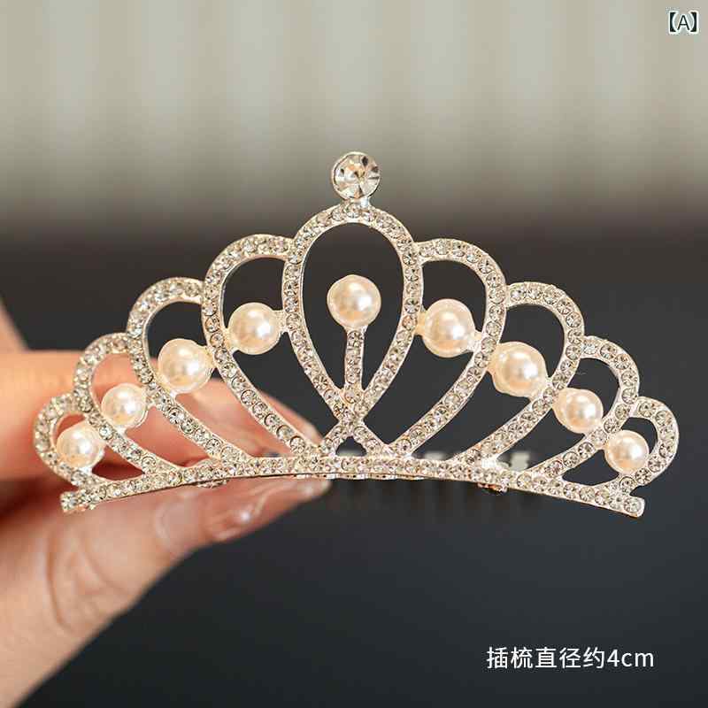 プリンセスクラウン ヘア アクセサリー 女の子用 クラウン ヘッド ドレス 高級 子供用 パールラインストーン ヘア ピン ブロークン アレンジメントな プリンセスの 誕生日の 女の子 アクセサリー