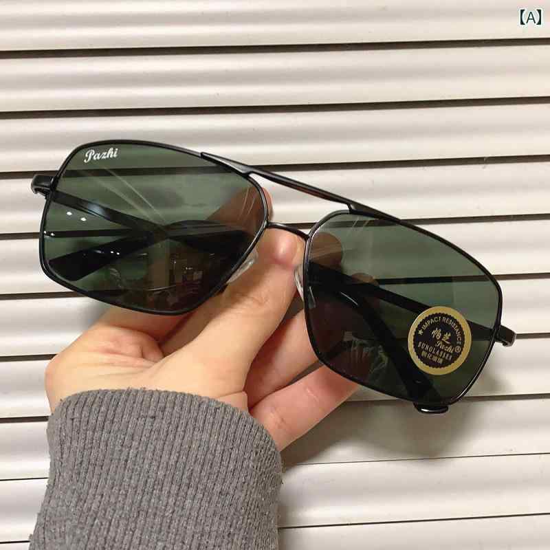 メンズサングラス 男性用 ガラス レンズ サングラス ドライバー 運転 釣り用 メガネ 溶接 用 防 眩 偏光 大きい 顔