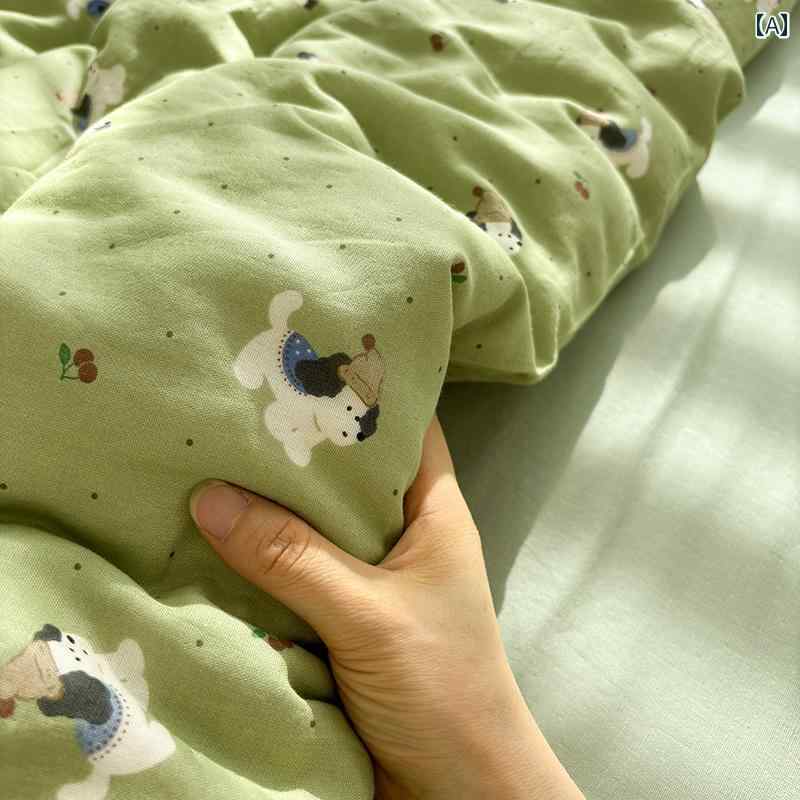 掛け布団 カバー コットン エアロビック ダブル ヤーン チーズドッグ ガーゼ ベッド シーツ シングル ..