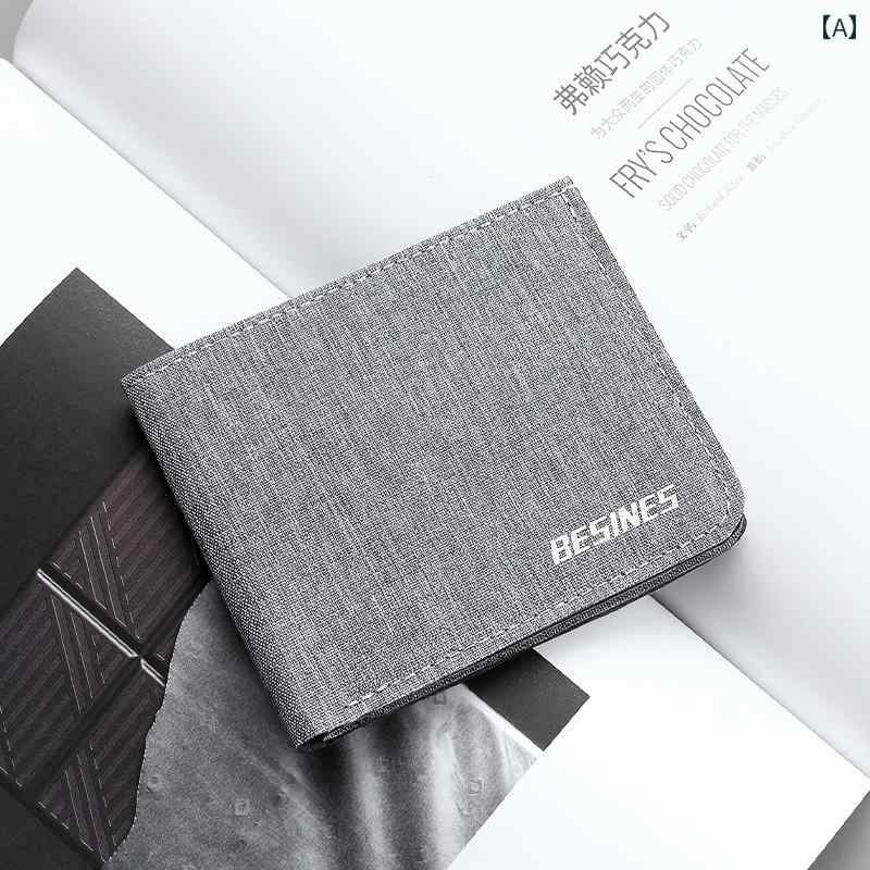 コンパクト ウォレット 財布 キャンバス カードホルダー ウォレット 一 体型 メンズ 薄型 ショート ウォレットソフト レザーウォレット 学生 シンプル マルチ カード