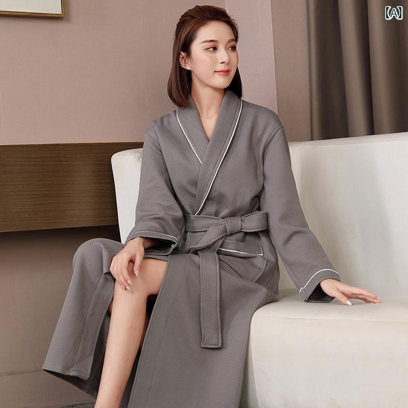 ナイトガウン バスローブ レディース 女性用 バスローブ 綿 吸水性 大人用 オール シーズン 夏用 カップル パジャマ 春秋用 メンズ ロング ローブ