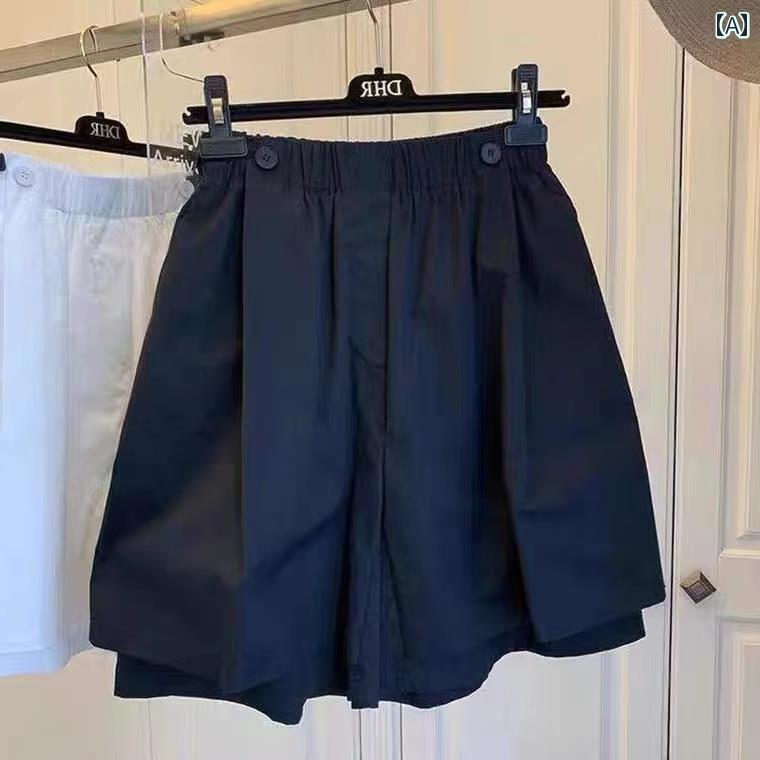 マザー パンツ 仕事用にも カット ラベル カウンター 除去 夏 二 重層 スカート パンツ ミッド ショート レディース 肌 カバー ワイド レッグ