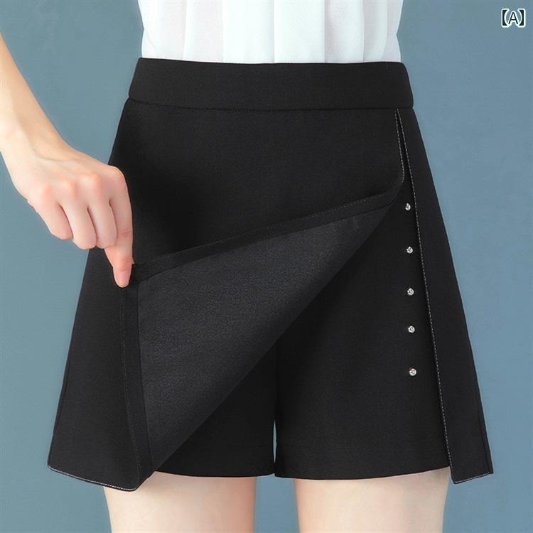 マザー パンツ 仕事用にも ブラック スーツ ショート パンツ レディース 春夏 スカート アウター ゆっ..