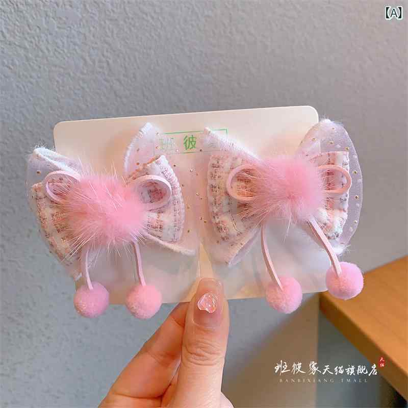 子供用 リボン ヘア アクセサリー バンビ ゾウ 子供用 リボン ヘア ボール ピン 女の子用 ペア かわい..