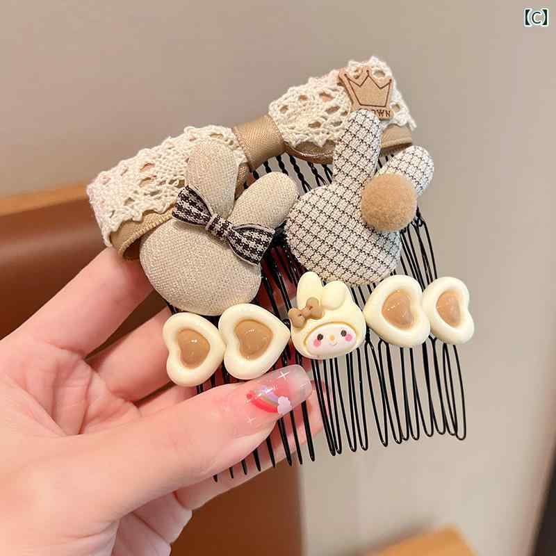 子供用 リボン ヘア アクセサリー 子供用 ヘア アクセサリー コーム 前髪 インサート 女の子 ピン後 頭部 ピン ヘッド オーナメント 2024 3