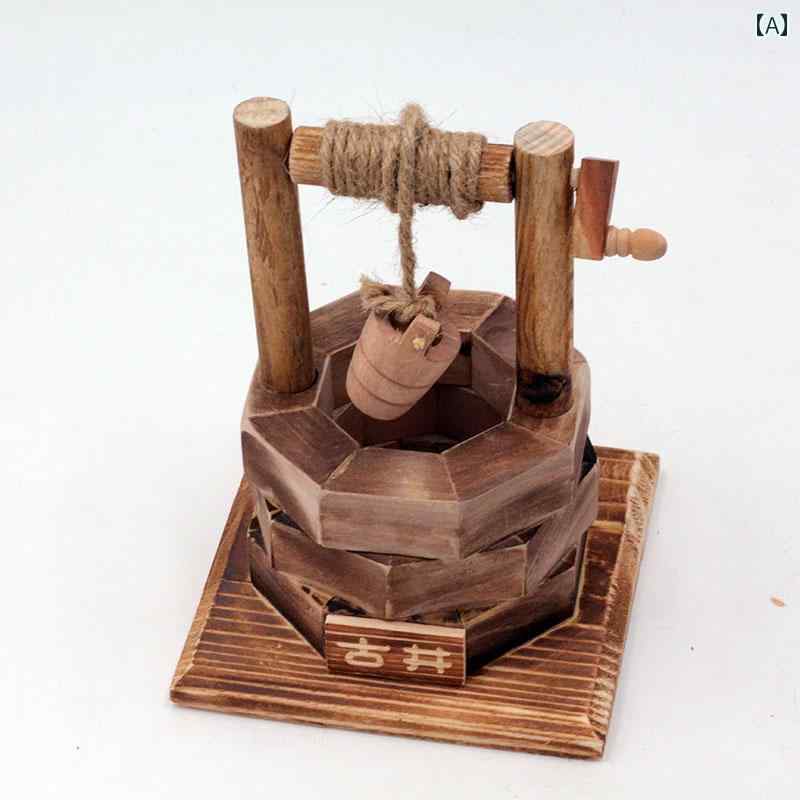 雑貨 装飾品 木製の レトロ 井戸 観光 アンティーク 農具 谷 風車 模型 木製 ミル ギフト 小さい 装飾品