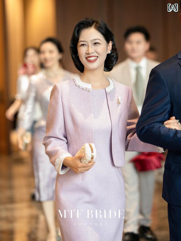 レディース ドレス おしゃれ 2025年の春の新作、小さな香水風のセットアップは、優雅な晩礼服でママも嬉しいウェディングパーティーやお祝いの席にぴったりです。