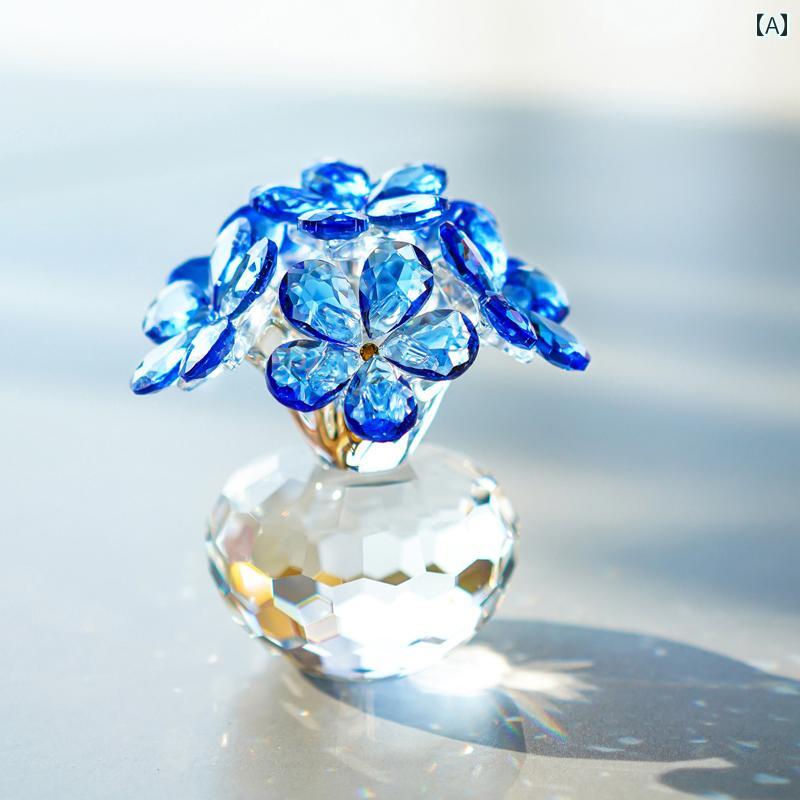 雑貨 装飾品 高級 クリスタル ガラスの 青い ワスレナグサの 花の 飾り ホーム オフィスの デスク トップの 装飾 母の 日 ギフト