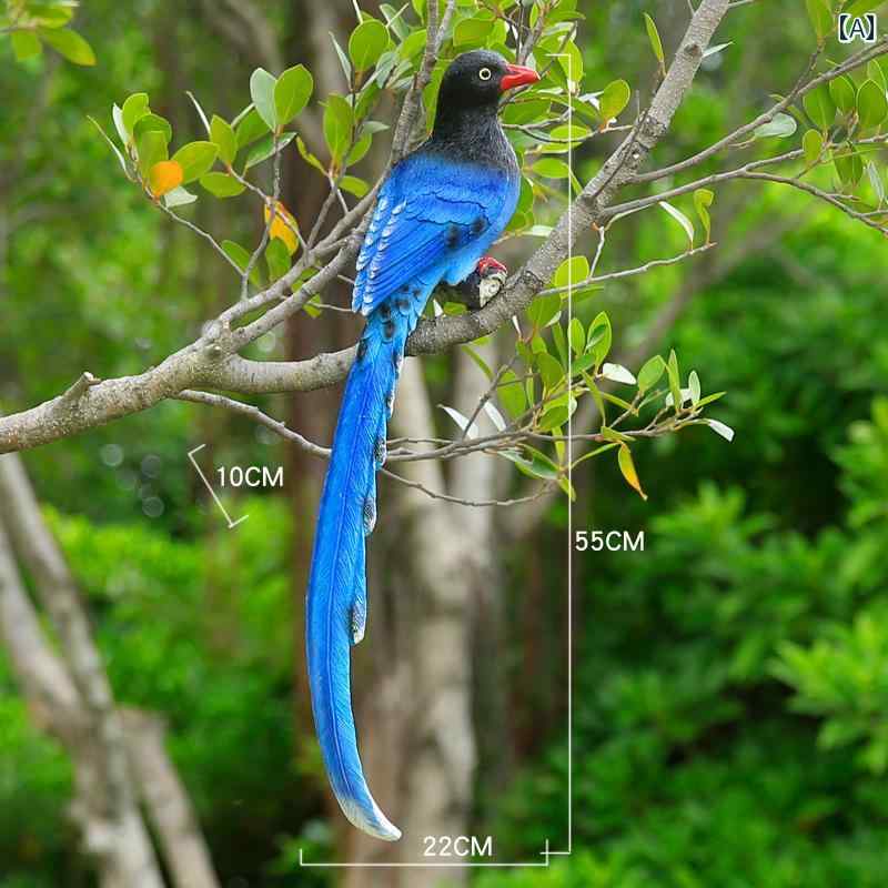 　雑貨　装飾品　 屋外 ガーデン 中庭 動物 彫刻 シミュレーション 鳥 装飾品 青い マグ パイ 樹脂 ツリー 吊り下げ 装飾