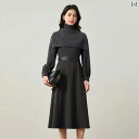 2025年春の新作アイテム、ウエストを引き締めてスリムな灰色のワンピースは、女性らしいエレガントさと高級感を演出します。ニット素材の2ピースセットです。