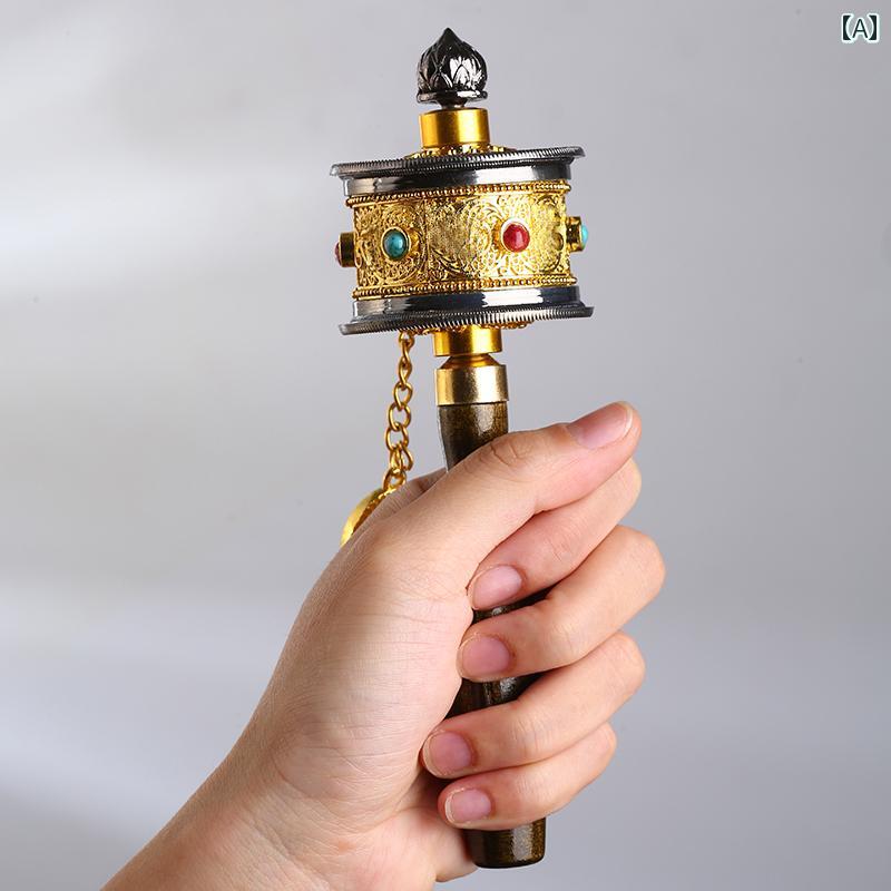 　雑貨　装飾品　 チベットの 特徴的な 手回し 旅行 写真 撮影 小道具 お土産 上下 ダブル ベア リング..