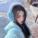 耳あて イヤーマフ かわいい Yang Chaoyue 同じ 青い フェイク フォックスファーの 暖かい イヤーマフ レディース 冬用 ぬいぐるみ イヤーウォー...