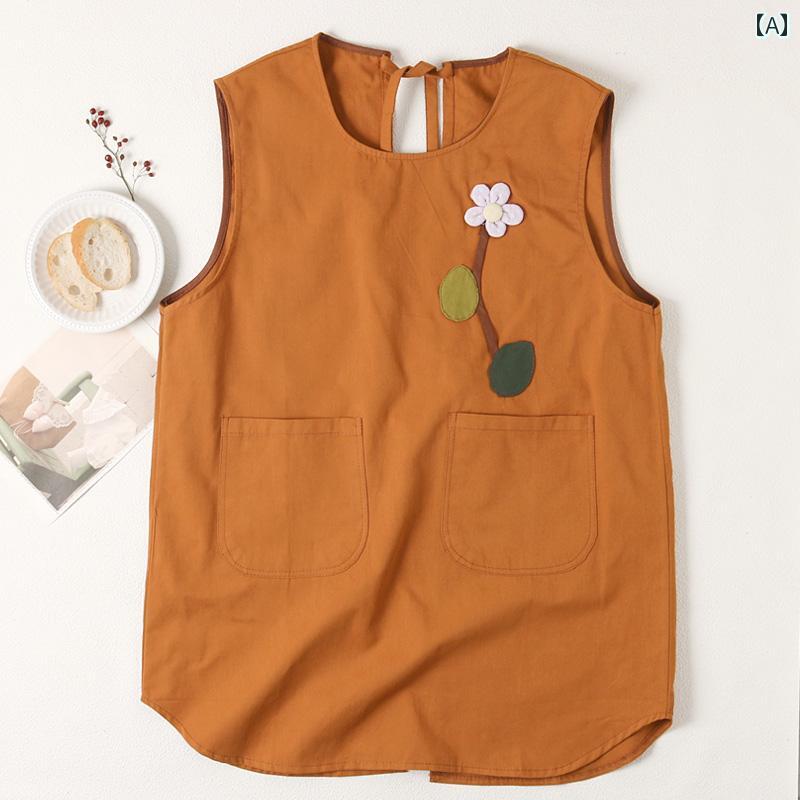 エプロン レディース かわいい 韓国 無地 ホーム エプロン ベスト クッキング ビブ 防汚 ノースリーブ コート リバーシブル レディース 服