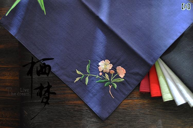 女性用 ハンカチ 綿 刺繍 ハンカチ ハンカチは 言葉や 刺繍を する ことが できます アンティーク レトロ 漢服 吸汗性 正方形 スカーフ 女性用 ベゴニア