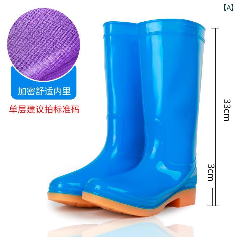 女性用 レインブーツ ハイカットの レインブーツ レディースの おしゃれな 防水 滑り止め ミッドカットの レディース ウォーター シューズ ラバーシューズ 大人 ブーツ ベルベットの 春秋