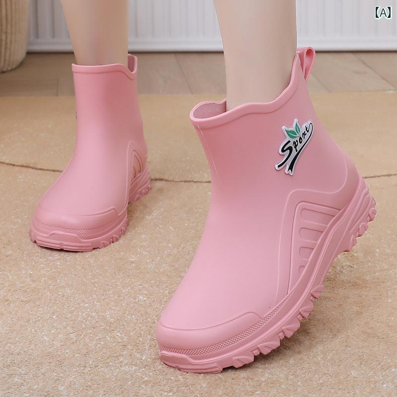 レインブーツ レディース ショート チューブ レインブーツ レディース 裏起毛 ファッション 大人 防水 キッチンワーク シューズ ソフト ボトム ウォーター ブーツ 滑り止め 洗車