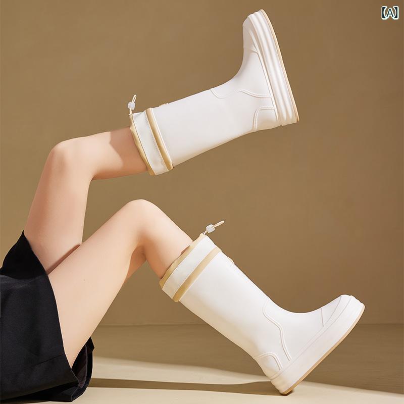 レインブーツ レディース Muer ハイカット レインブーツ レディース 2025年 海水 浴用 ウォーター シューズ 防水 ブーツ 滑り止め キッチン用 ラバーシューズ