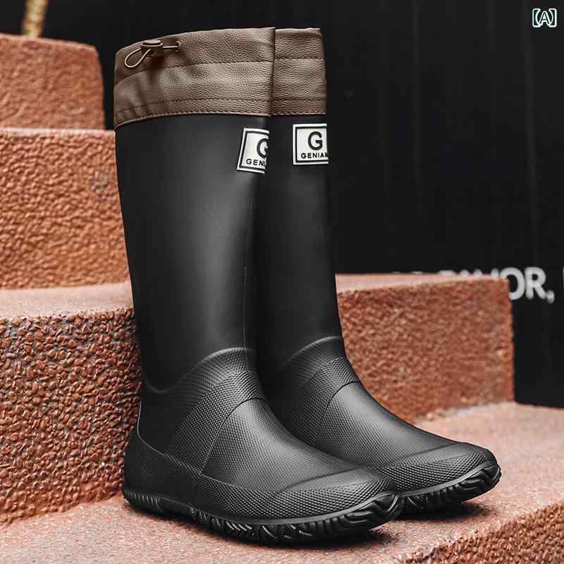 レインブーツ レディース Xili 2025 レインブーツ メンズ ロング チューブ 野鳥 協会 フラット ハイエンド レディース 大人 滑り止め ウォーター シューズ