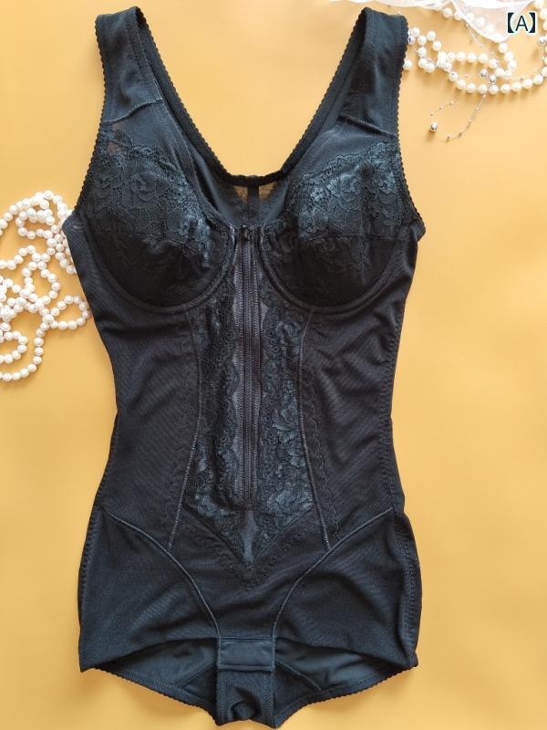 女性用 ボディ シェイピング の 強力な 圧力 タイト フロント ジッパー シェイピング ジャンプスーツ ..