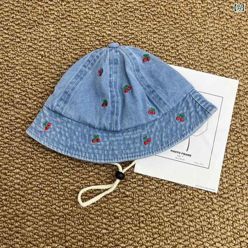 ベビー 帽子 春秋 ベビー カウボーイハット 春秋 スイートチェリー 刺繍入り フィッシャーマン ハット ..