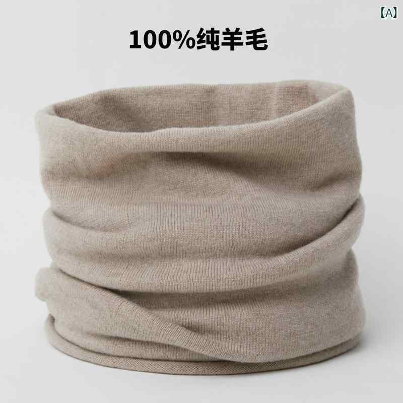 ネック スカーフ 100 % ウール マフラー 女性用 冬用 厚手 暖かい ネック カラー 男性用 秋冬用 無地 ニットプルオーバー 防寒用